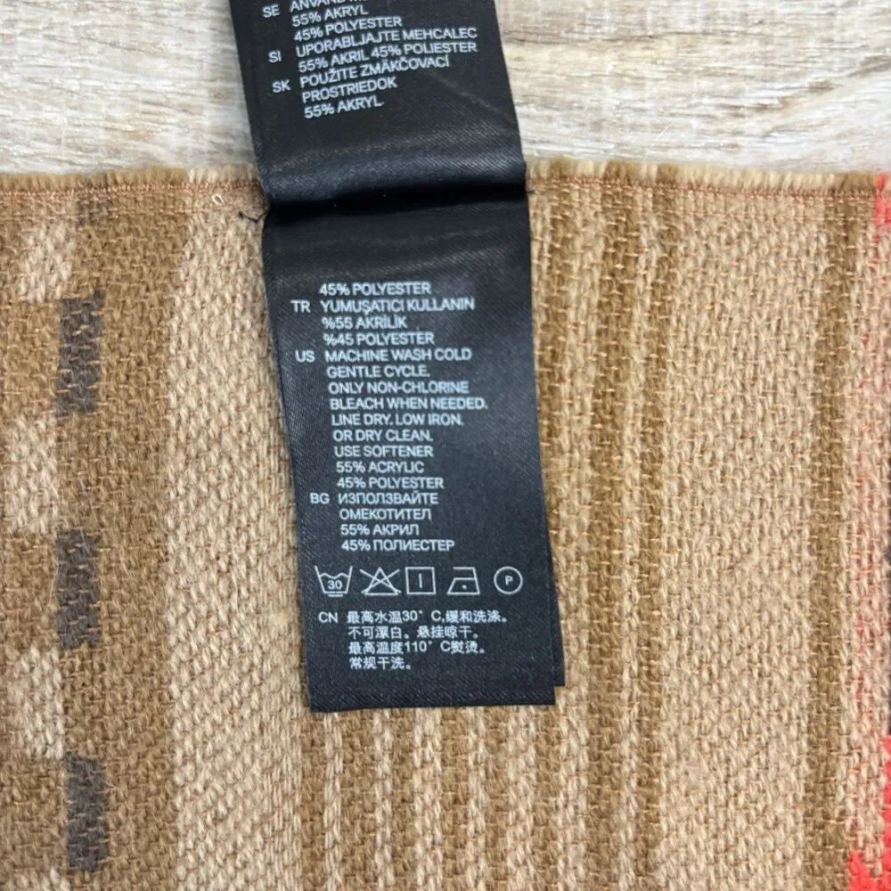 H&M Scarf Shawl Aztec Cowboy Boho Western Oversized Fringe Cozy Festival Rodeo